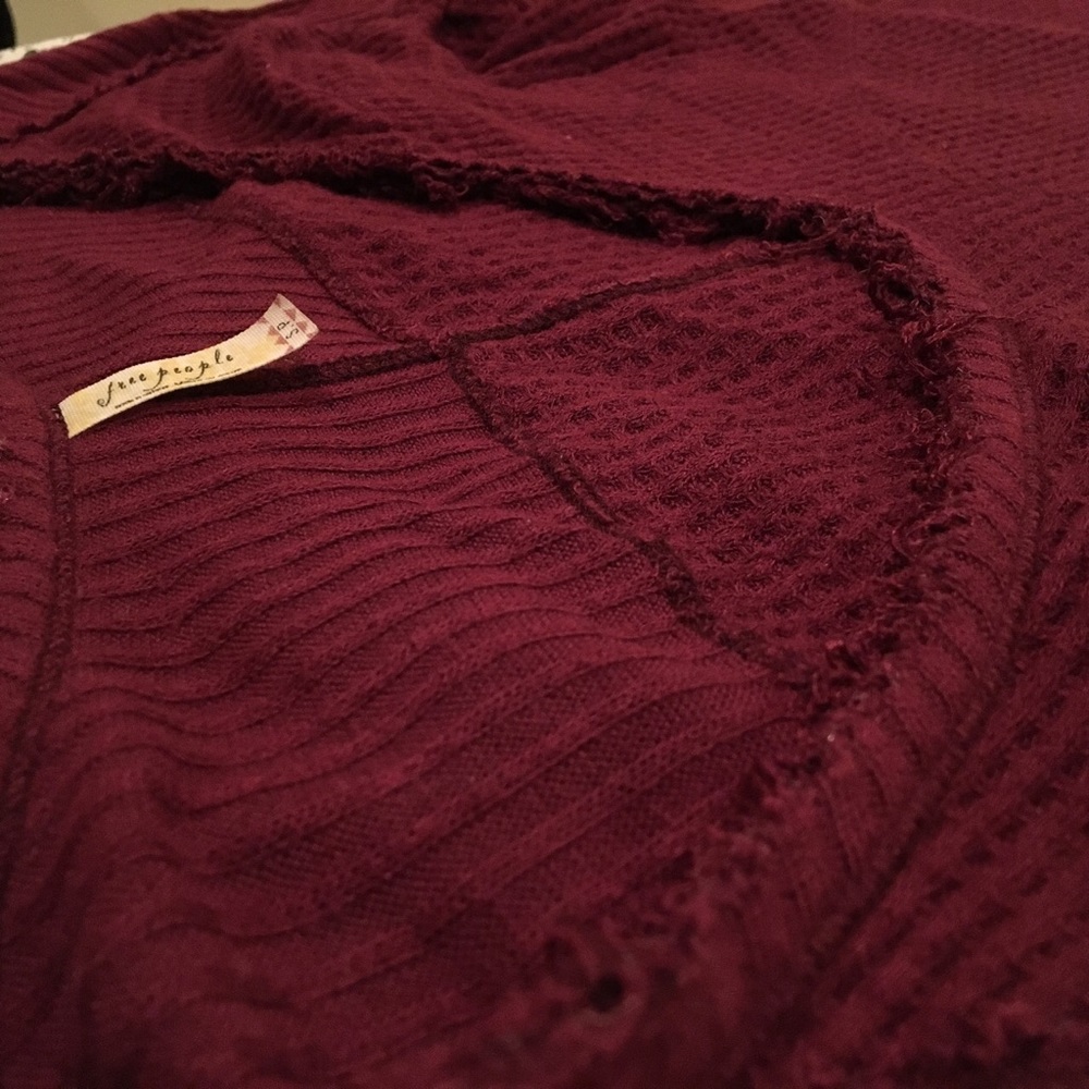 ⚡️free people - maroon waffle sweater ⚡️